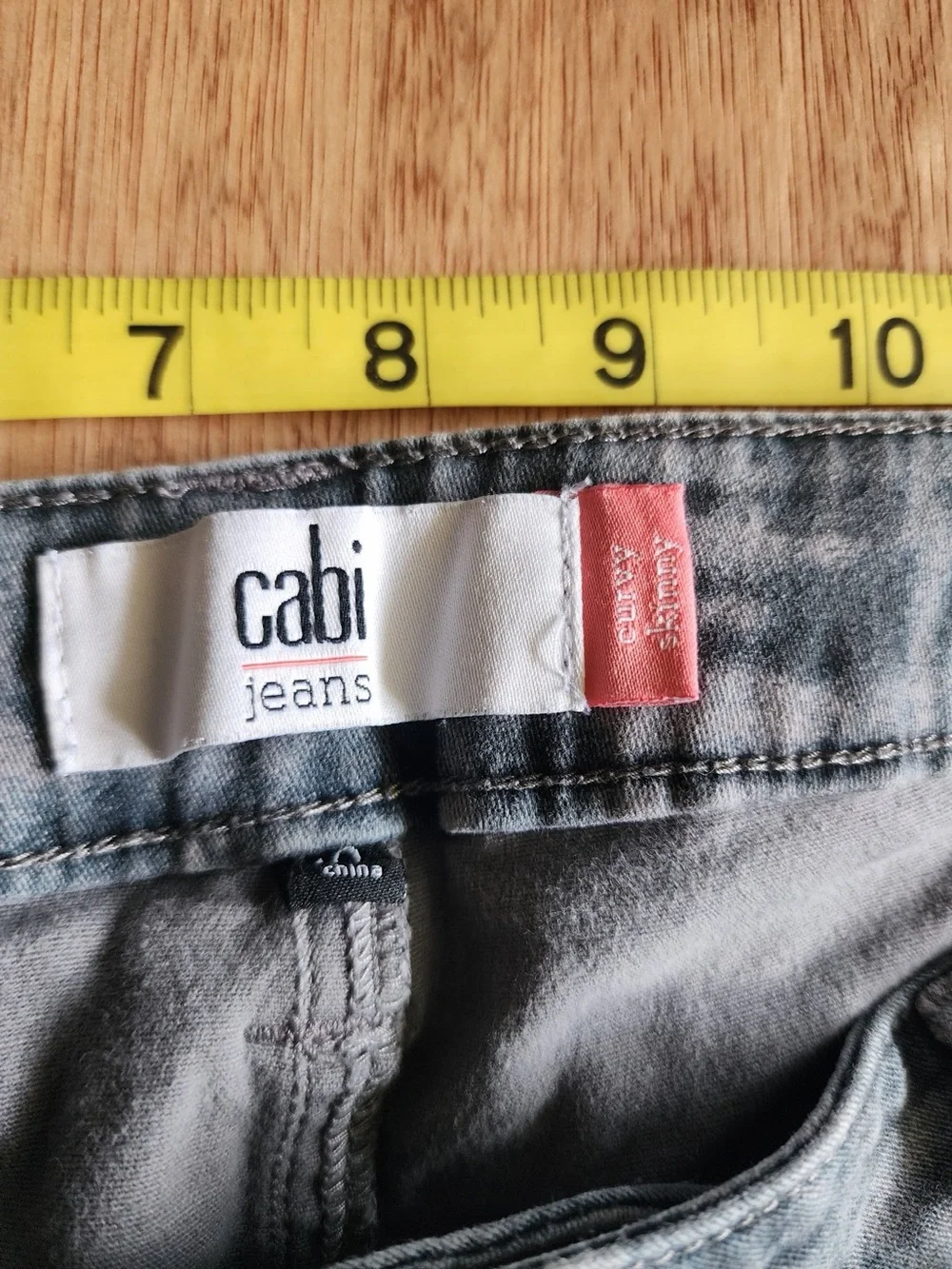 Cabi Curvy Grid Skinny Jeans Blue Gray Wash Stretch Denim Style 3049 Size 10